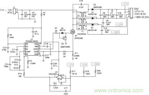 圖 1 這種獨特的拓?fù)浣Y(jié)構(gòu)可提供非常好的交叉調(diào)節(jié)，奧妙何在？
