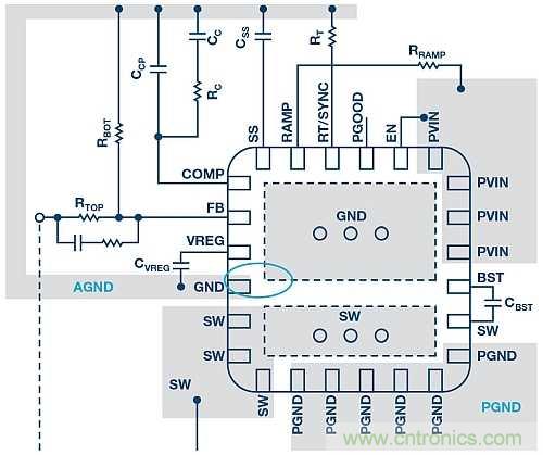 如何使用帶有模擬接地層和功率接地層的開關穩壓器? 如何使用帶有模擬接地層和功率接地層的開關穩壓器?