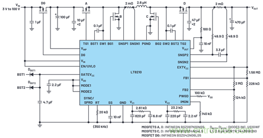為汽車電子系統提供供電和保護，無開關噪聲，效率高達99.9%