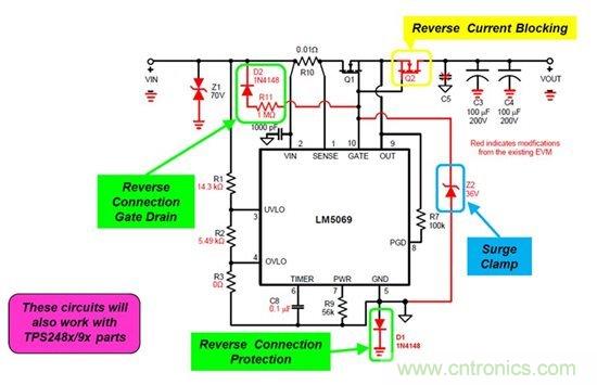 針對反向連接、浪涌鉗位以及反向電流保護(hù)進(jìn)行防御