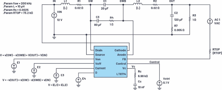 適用于電流模式DC-DC轉換器的統一的LTspice AC模型 適用于電流模式DC-DC轉換器的統一的LTspice AC模型
